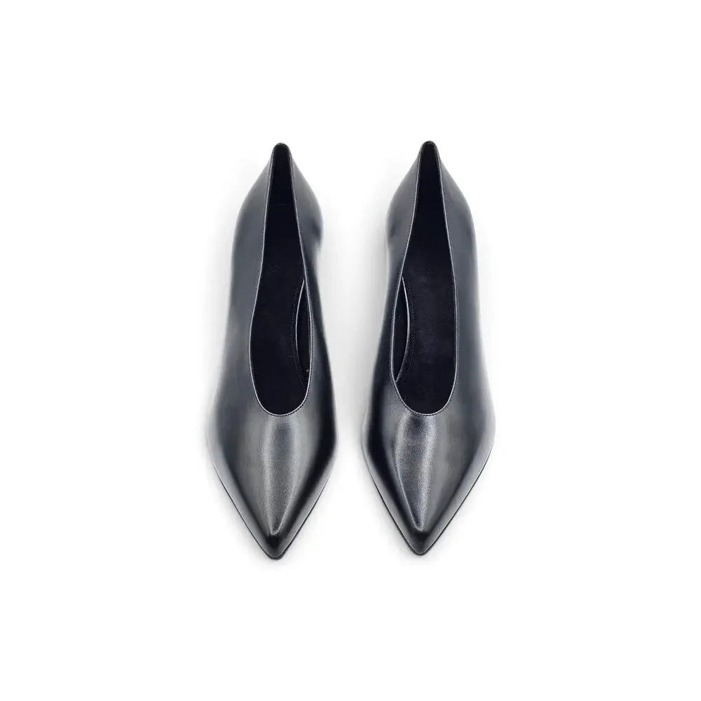 Loro Piana Viola High Wedge Pumps Black Leather FAQ6802 - NWB $1375